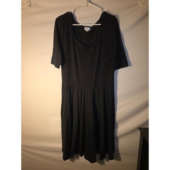 LuLaroe Basic Black Comfy Dress Womens Plus Size 2XL Short Sleeve Drop Waist 2X - Picture 1 of 3